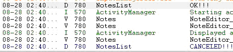 NoteEditor改进后的Logcat